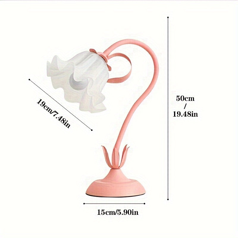 Lámpara de Mesa Decorativa con Pantalla de Flores Acrílicas Rosa