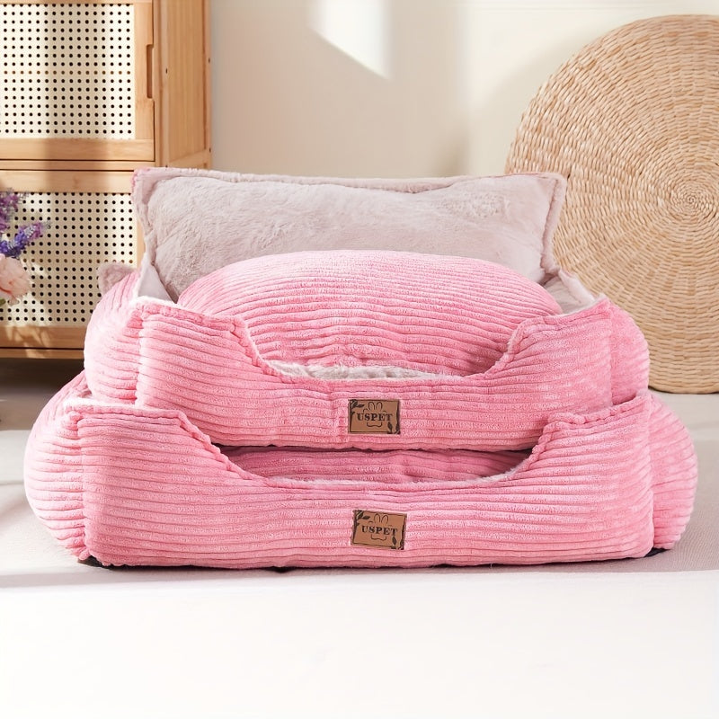 Cama de Corduroy para Mascotas Pequeñas - Lavable y Cómoda