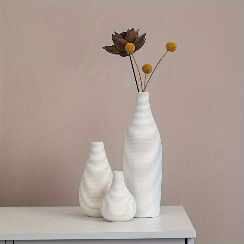 Jarrón Cerámico Bohemio con Diseño Moderno a Rayas