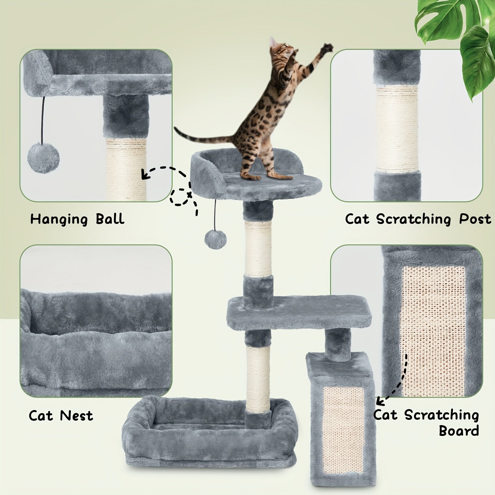 Árbol para Gatos de Interior, Mueble Moderno Multinivel