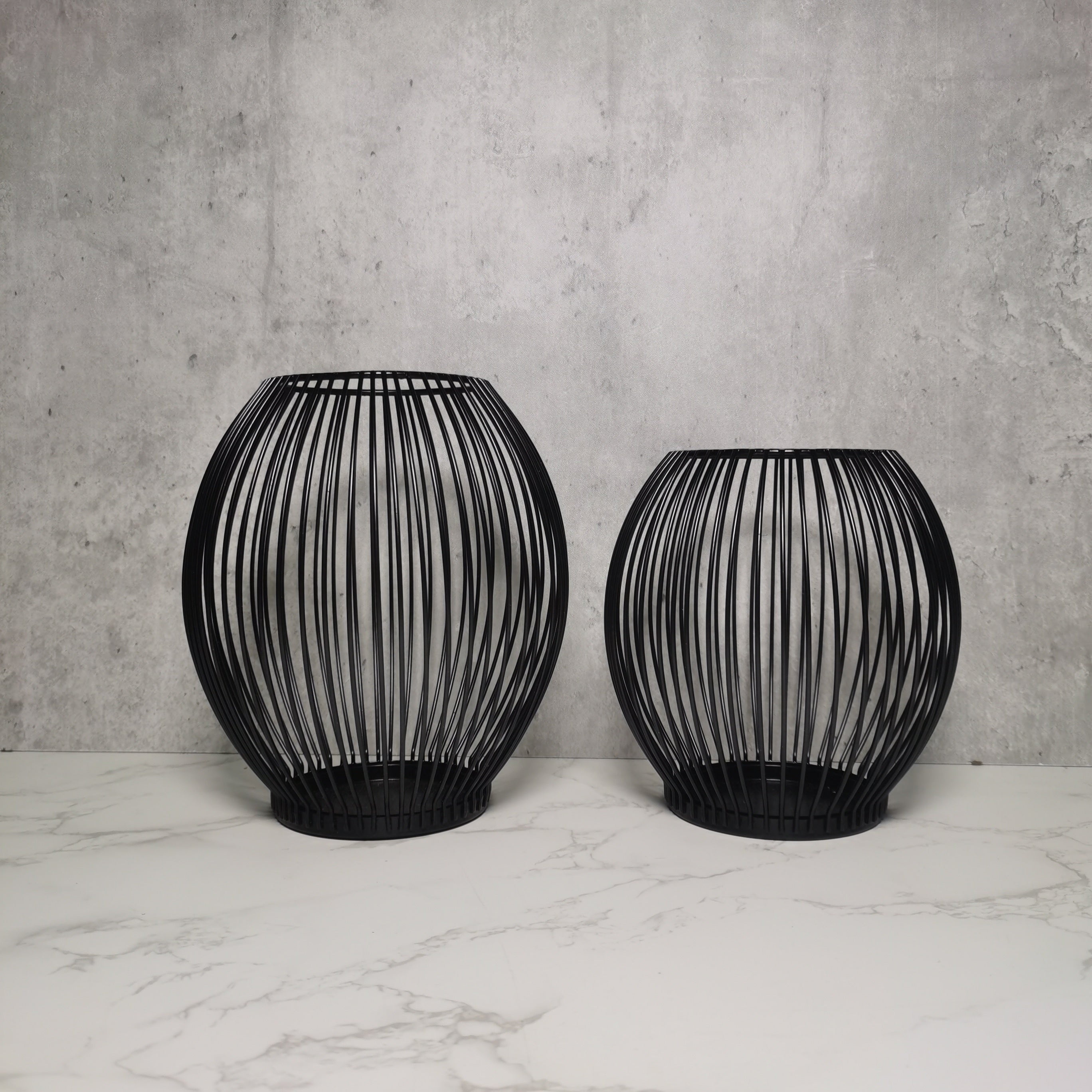 Set de 2 Faroles Nórdicos de Hierro para Decoración de Ambientes