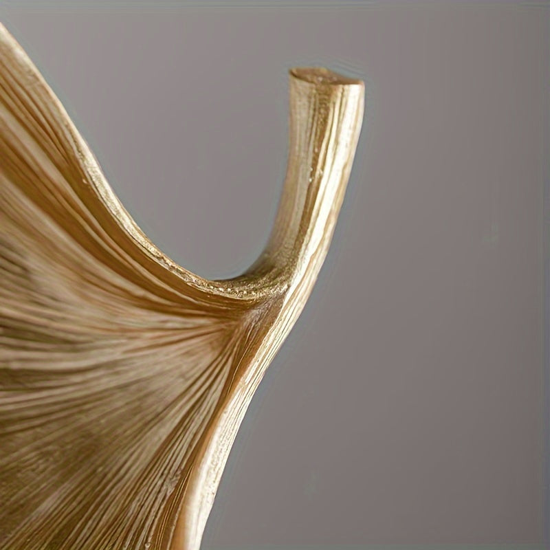 Bandeja Decorativa de Resina Art Deco con Diseño de Hoja Dorada