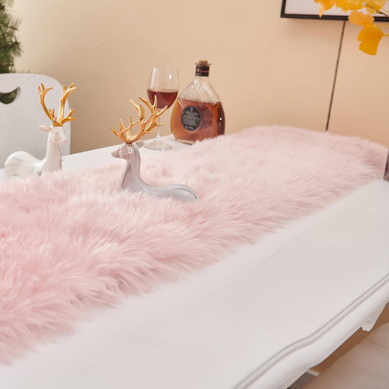 Camino de mesa moderno rosa, ideal para decoración navideña y eventos