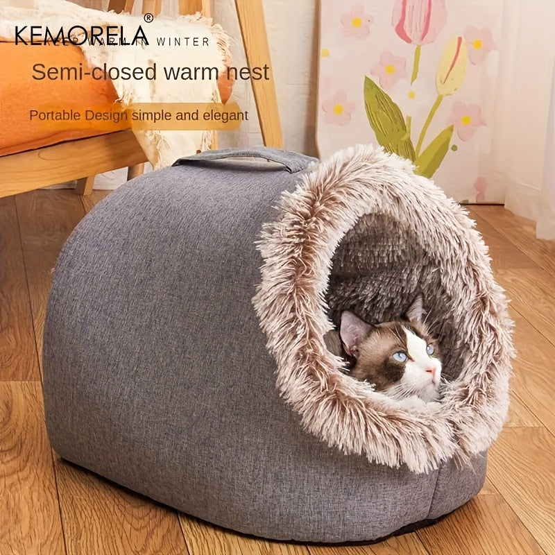 Cama para Gato con Asa | Diseño Circular y Cómodo para Viajes y Hogar