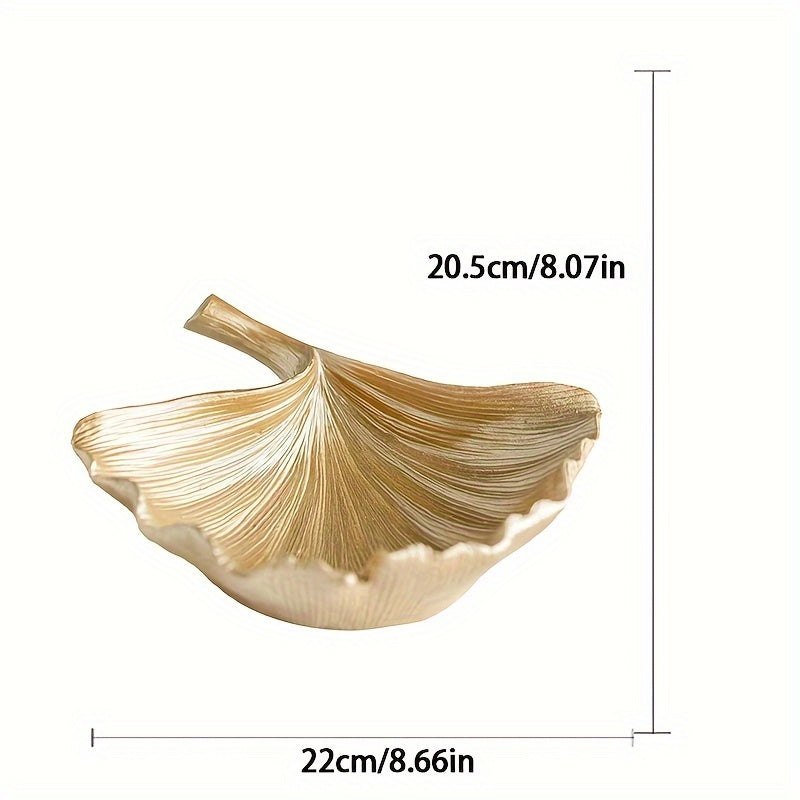 Bandeja Decorativa de Resina Art Deco con Diseño de Hoja Dorada