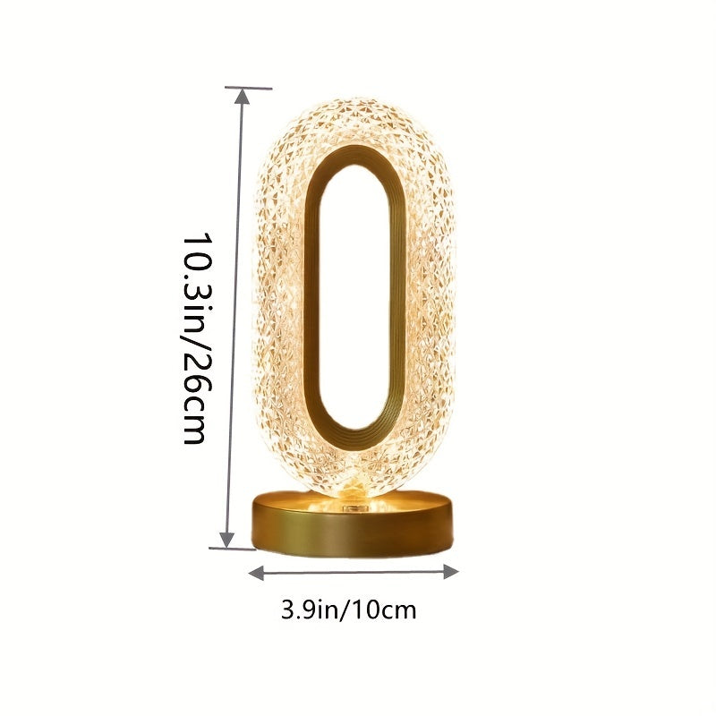 Lámpara de mesa ovalada con cristal y carga USB