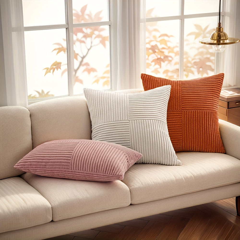 Pack de 2 Fundas de Cojín Boho de Pana con Textura