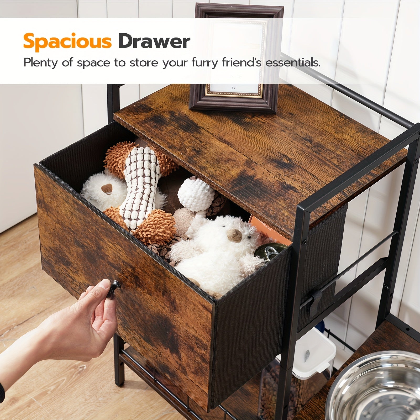 Soporte Elevado para Comedero de Perros con 2 Cuencos Ajustables