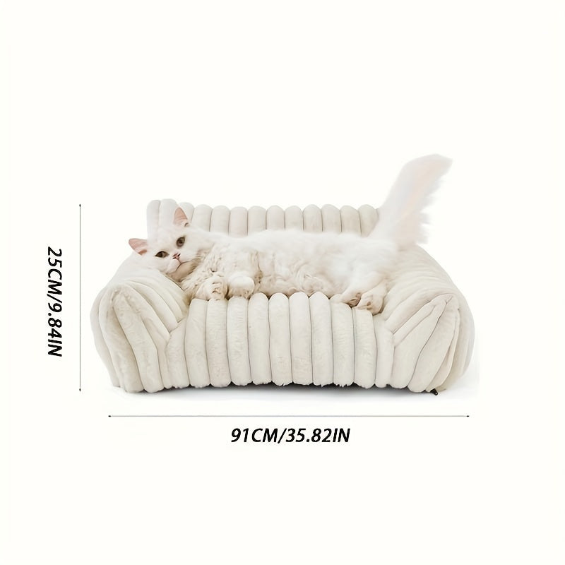 Cama Sofá para Mascotas con Funda Lavable, Tela de Felpa