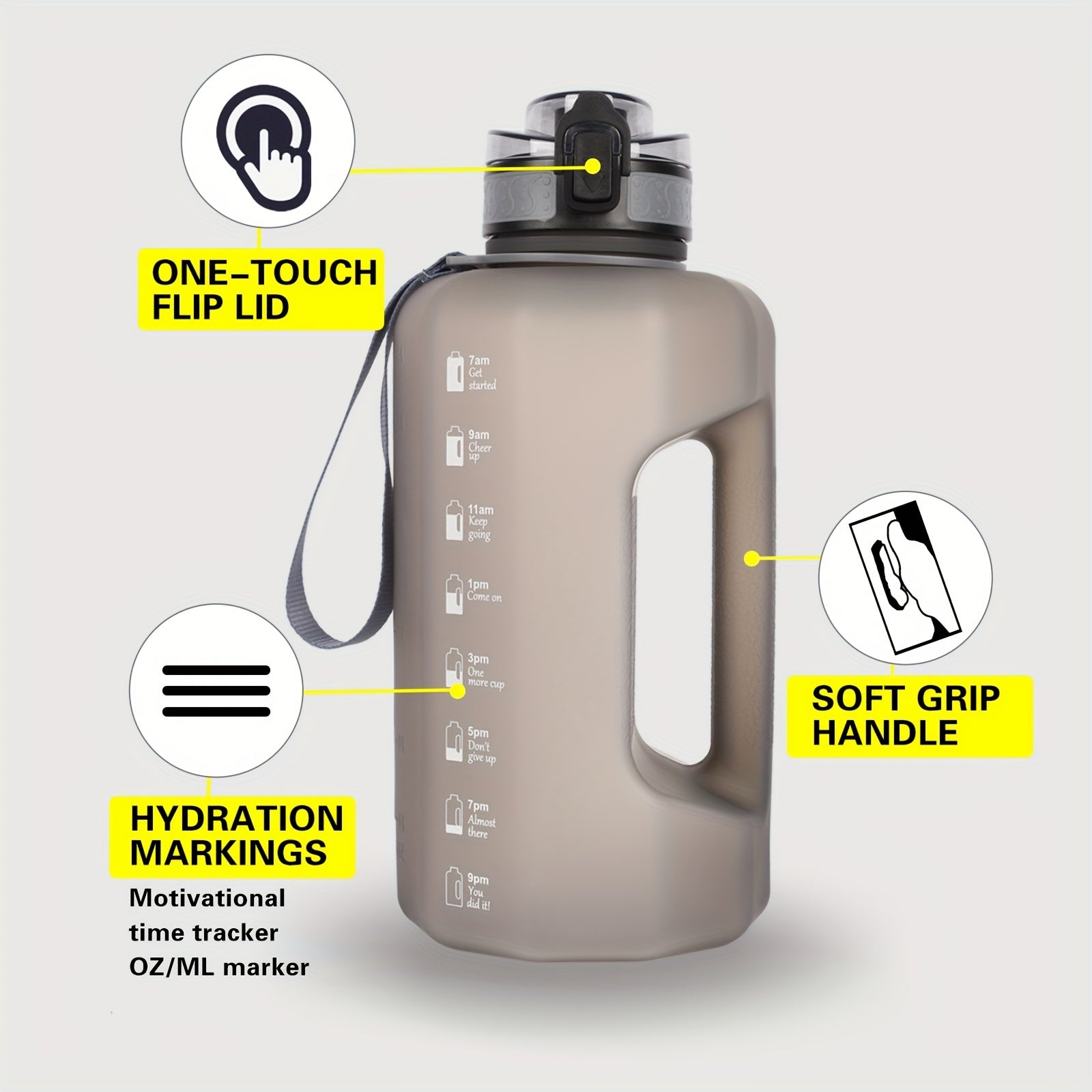 Botella de Agua Grande 2.2L con Asa, Libre de BPA para Fitness