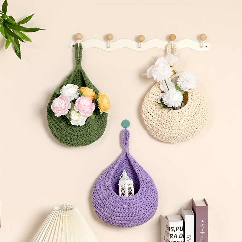 Set de 3 Cestas de Almacenaje Tejidas a Mano, Estilo Bohemio