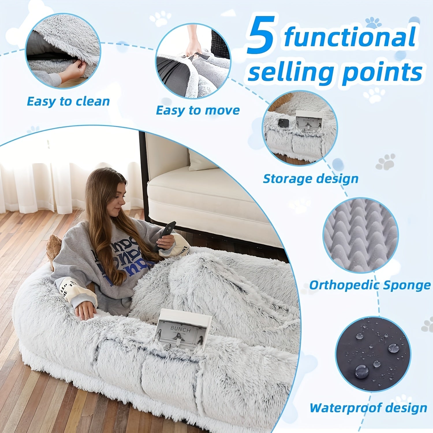 Cama de Piel Sintética para Mascotas y Humanos - Lavable y Ortopédica