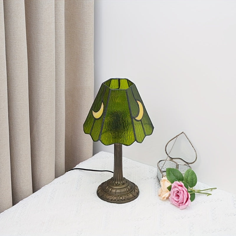 Luz de Mesa Retro para Dormitorio, Decoración de Vidrio Tiffany