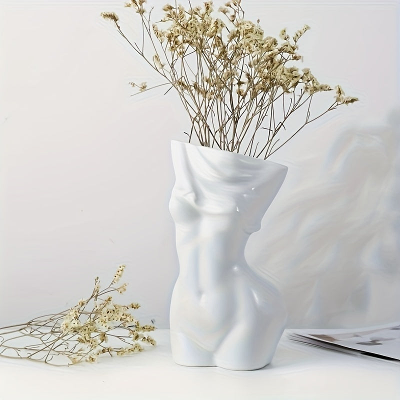 Jarrón de Resina Creativo, Diseño Escultural Humano, Decoración Nórdica
