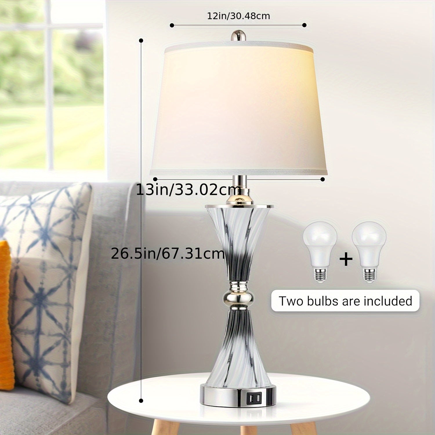 Lámparas de Mesa Táctiles Regulables con 2 Puertos USB, Set de 2