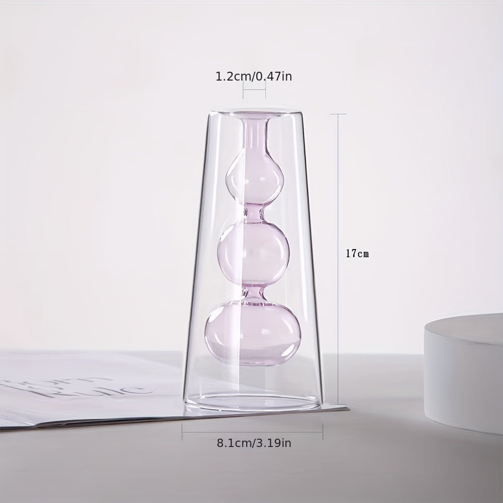 Jarrón de Vidrio Doble Estilo Nórdico Moderno para Aromaterapia y Flores