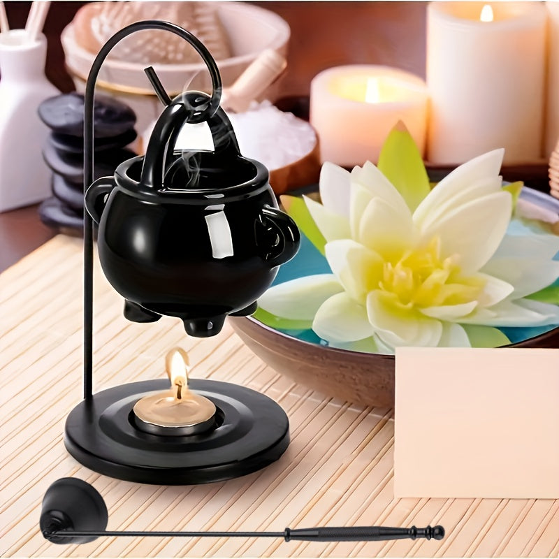 Quemador de Aceite Esencial de Cerámica Negra