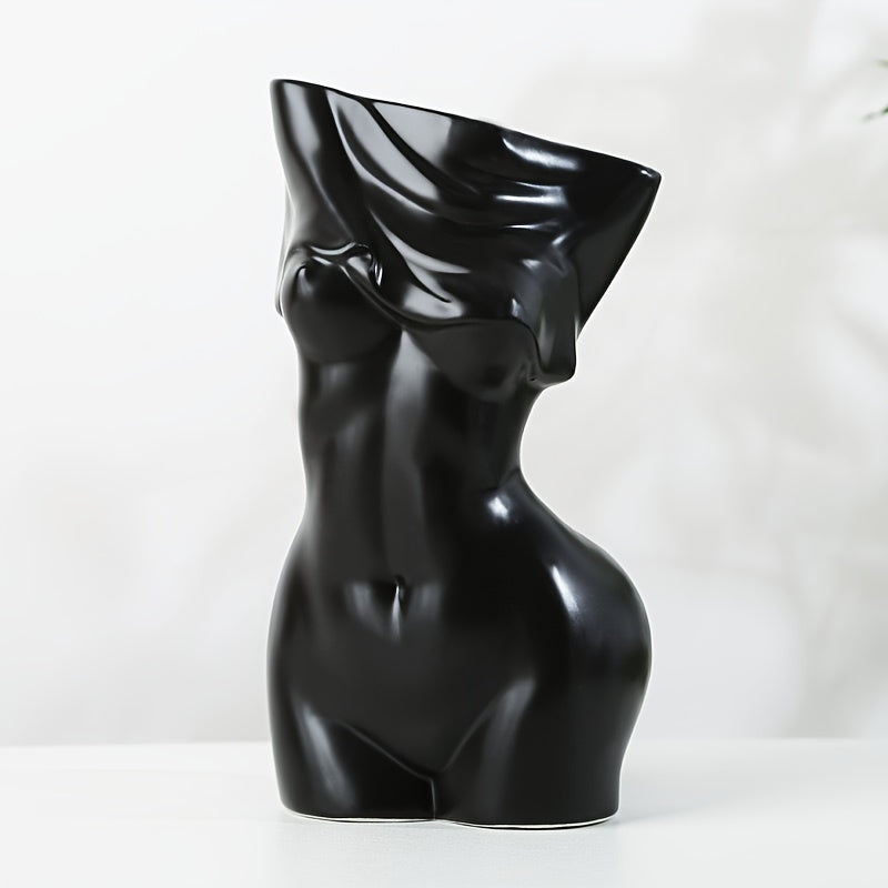Jarrón de Resina Creativo, Diseño Escultural Humano, Decoración Nórdica