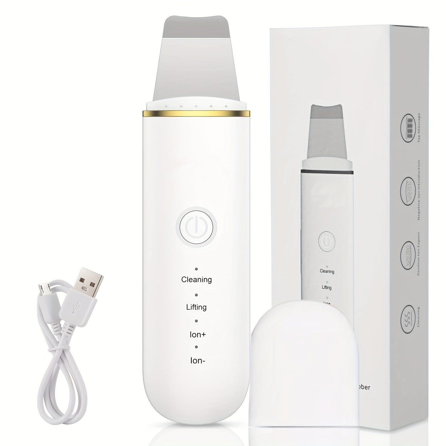 Cepillo Facial Eléctrico Recargable USB, 4 Modos Ajustables