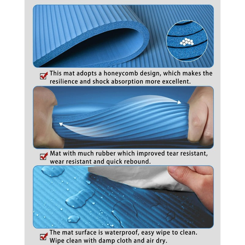 Esterilla de yoga extra ancha TPE 78"×35" 15 mm