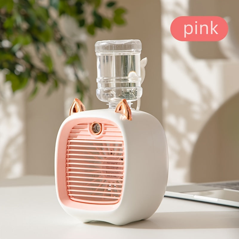 Ventilador Portátil USB con Humidificador, Batería Recargable