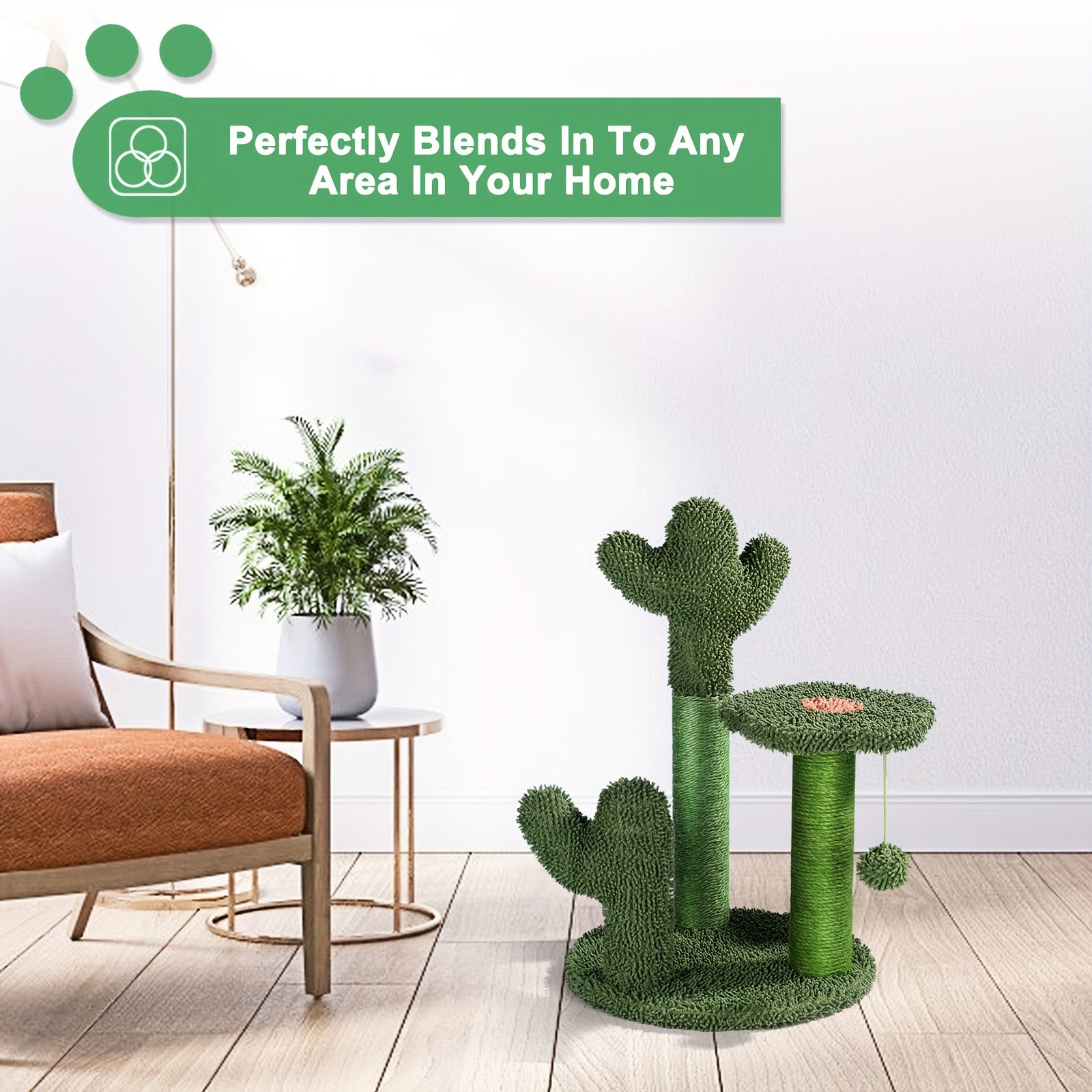 Árbol Rascador Cactus para Gatos con Juguete Colgante