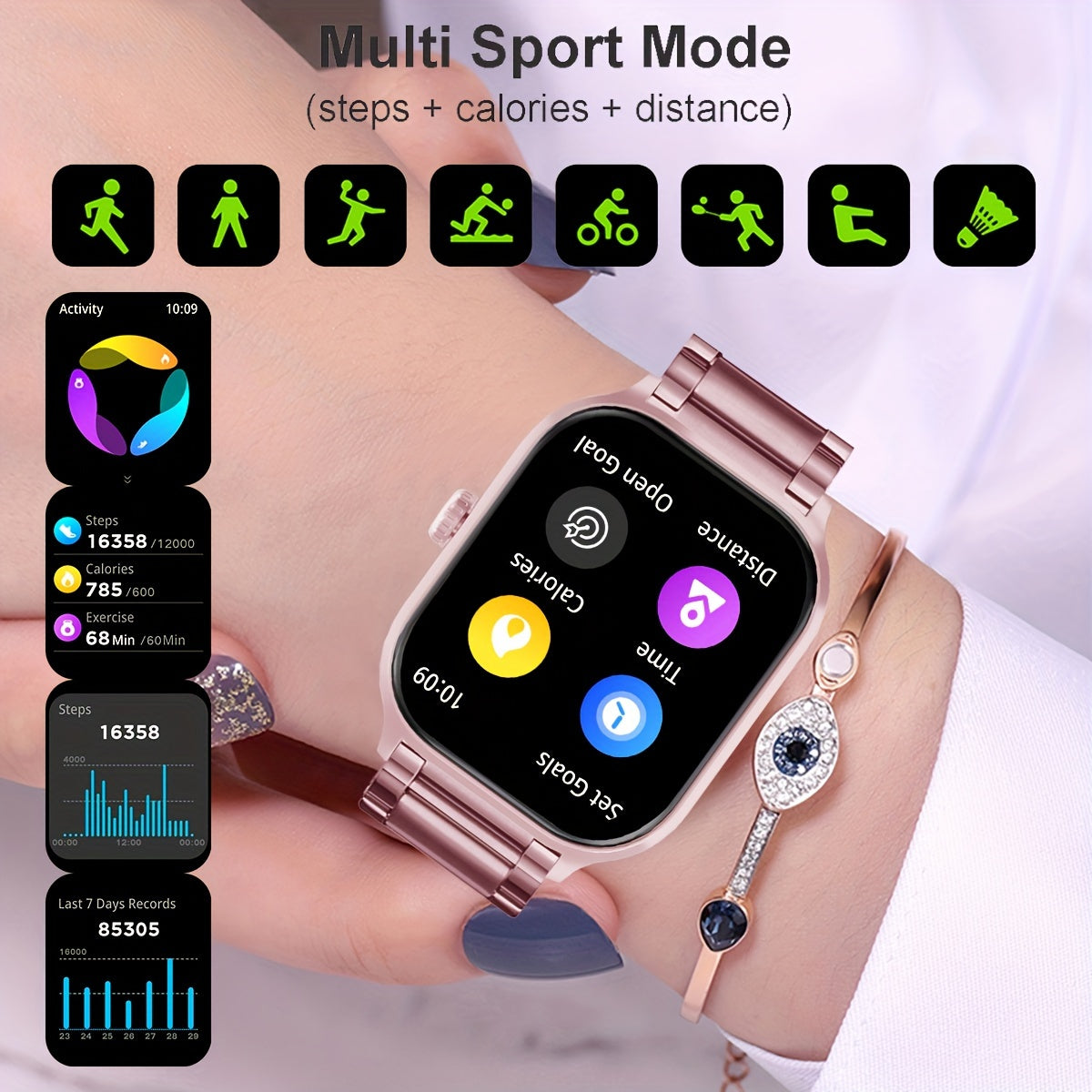 Smartwatch con Pantalla Táctil de 2.01'' y 100+ Modos Deportivos