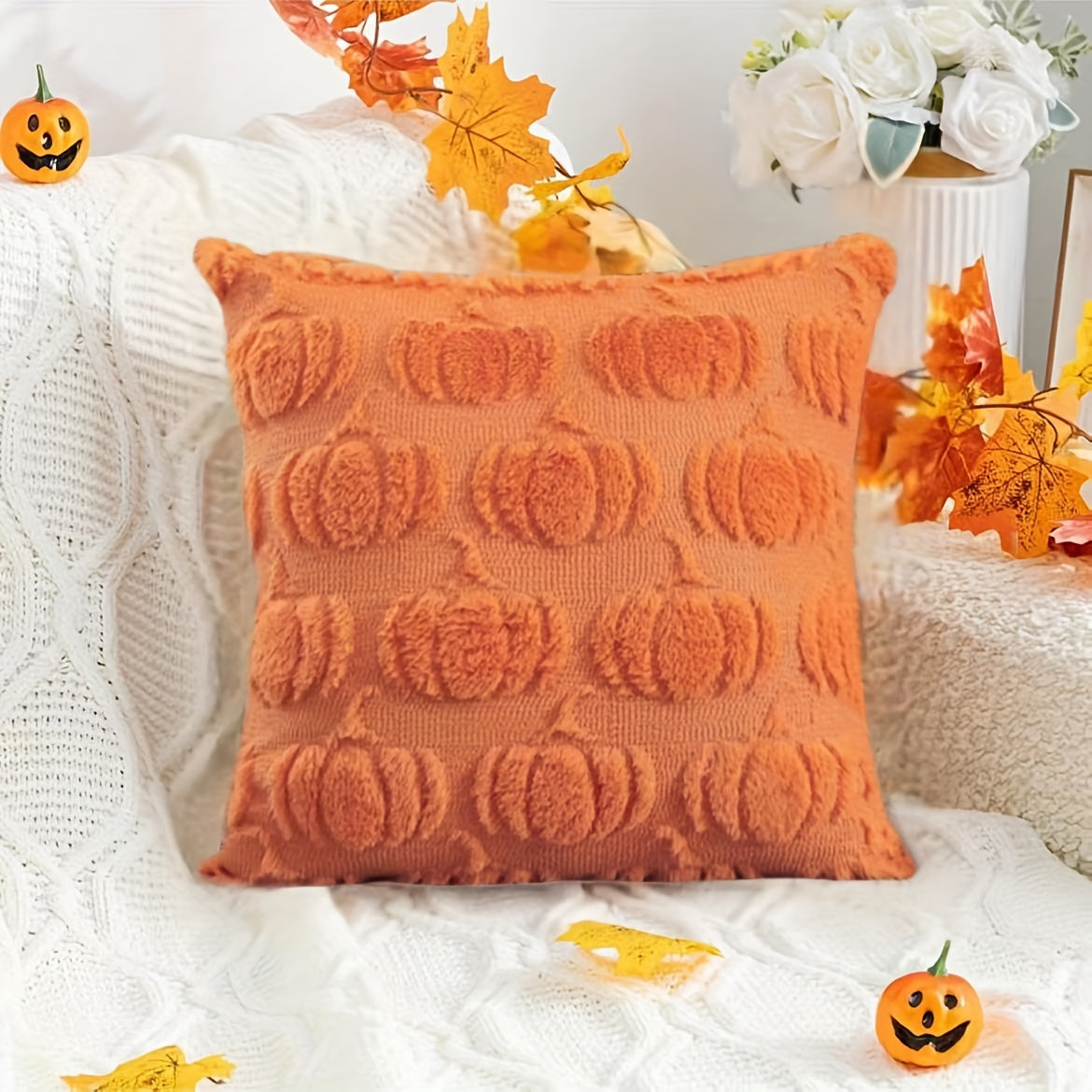 Funda Cojín Decorativa Rústica Geométrica de Otoño