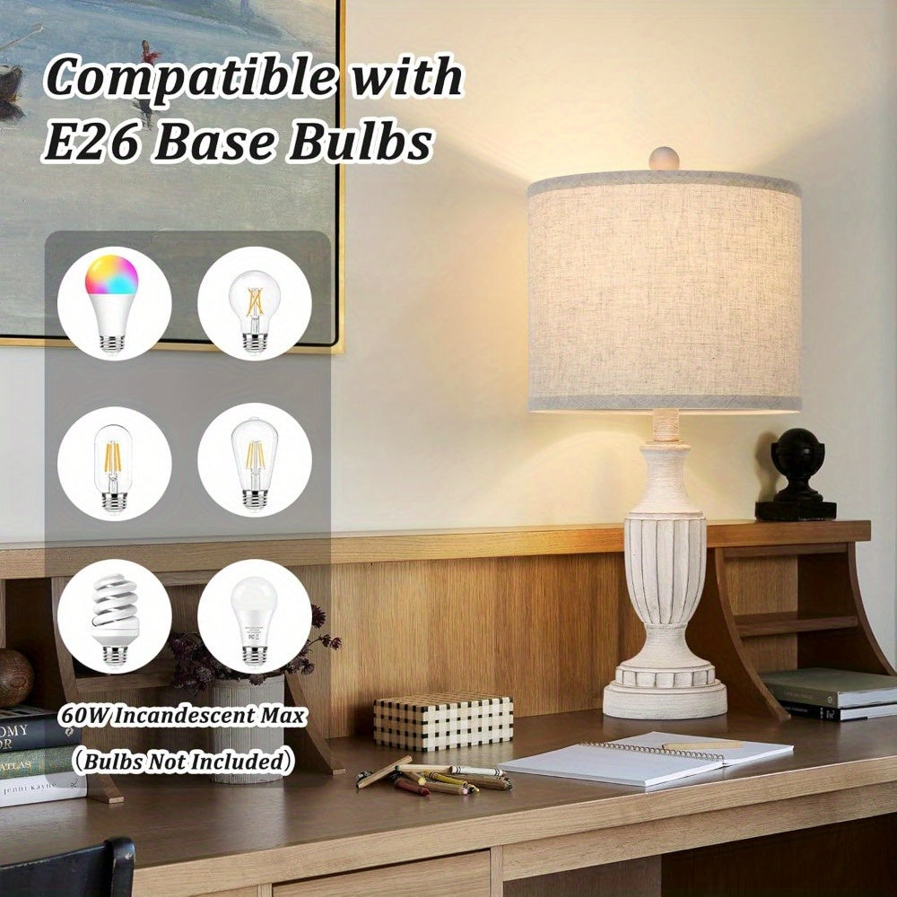 Set de 2 Lámparas de Mesa Rústicas con Pantalla de Lino