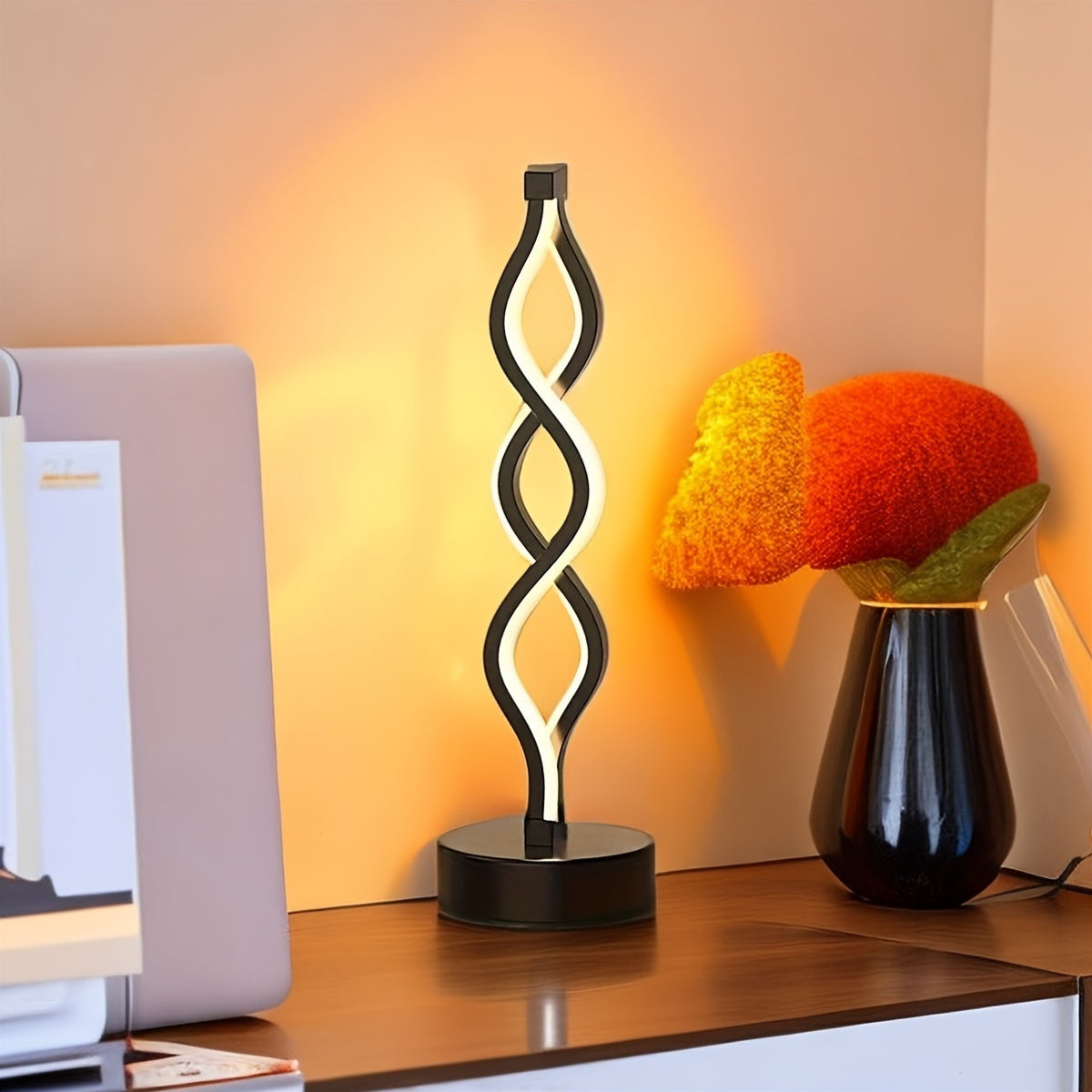 Lámpara de Mesa LED Espiral con Cambio de Color, USB
