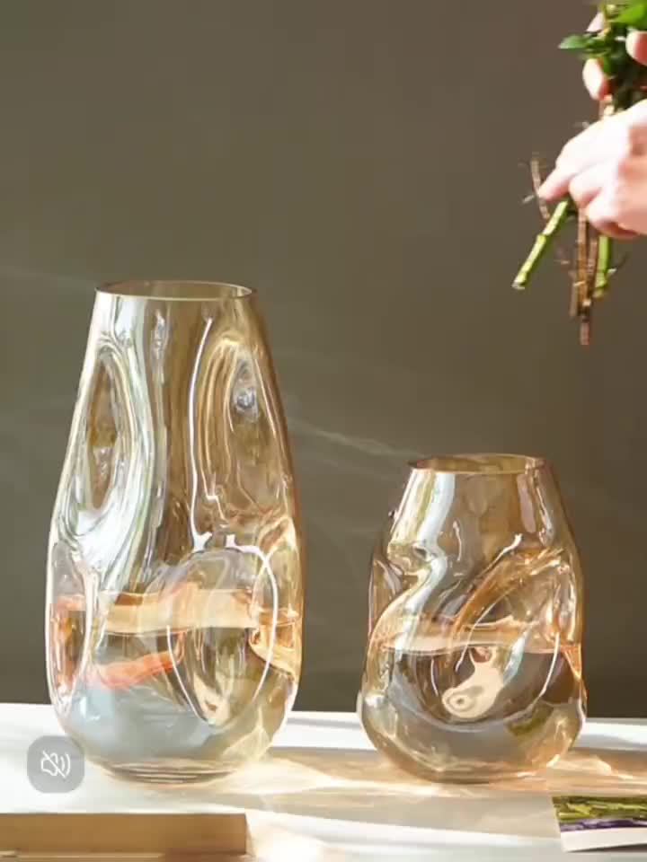 Jarrón de Cristal Redondo Contemporáneo para Rosas y Lirios