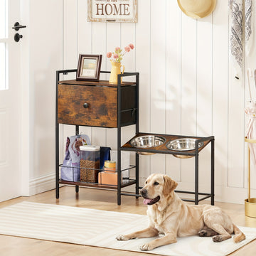 Soporte Elevado para Comedero de Perros con 2 Cuencos Ajustables