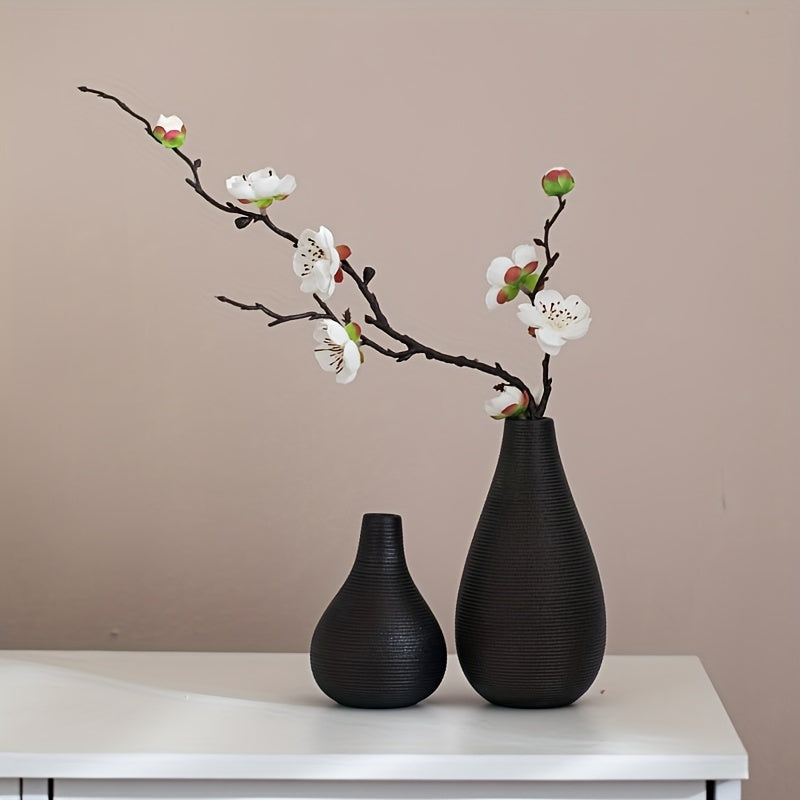 Jarrón Cerámico Bohemio con Diseño Moderno a Rayas