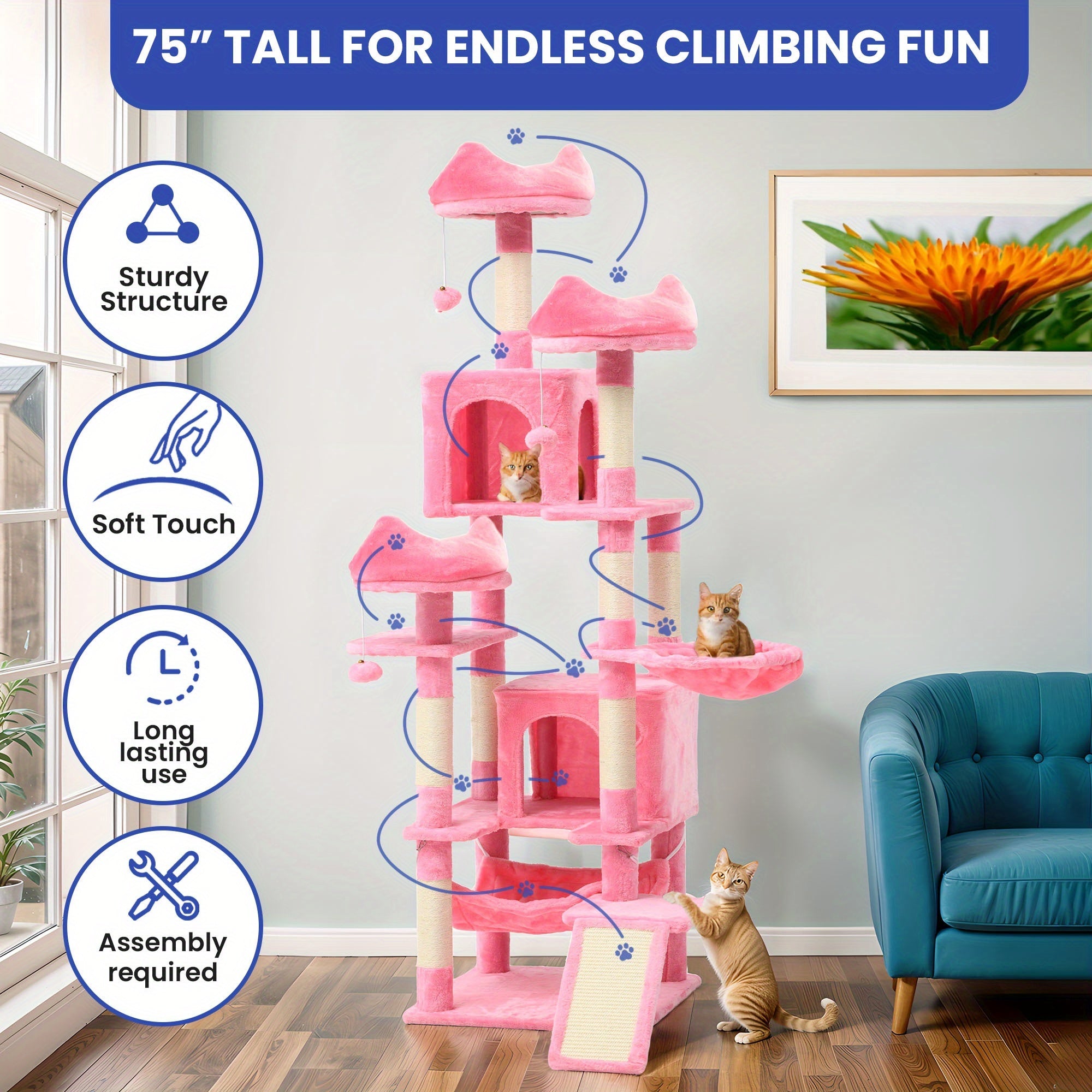 Árbol para Gatos de Interior con Condos y Cama