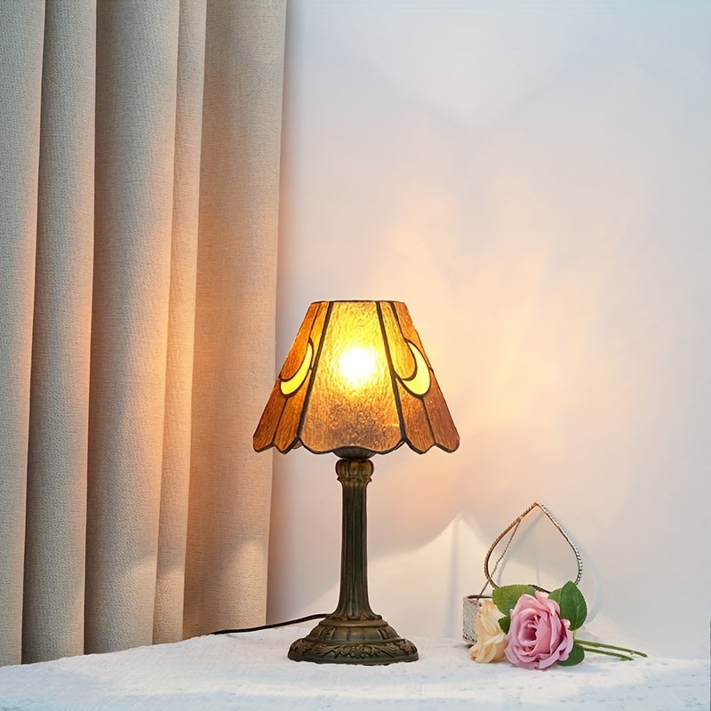 Luz de Mesa Retro para Dormitorio, Decoración de Vidrio Tiffany