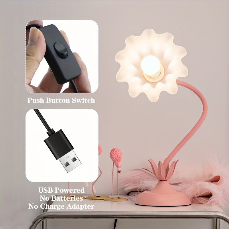 Lámpara de Mesa Decorativa con Pantalla de Flores Acrílicas Rosa