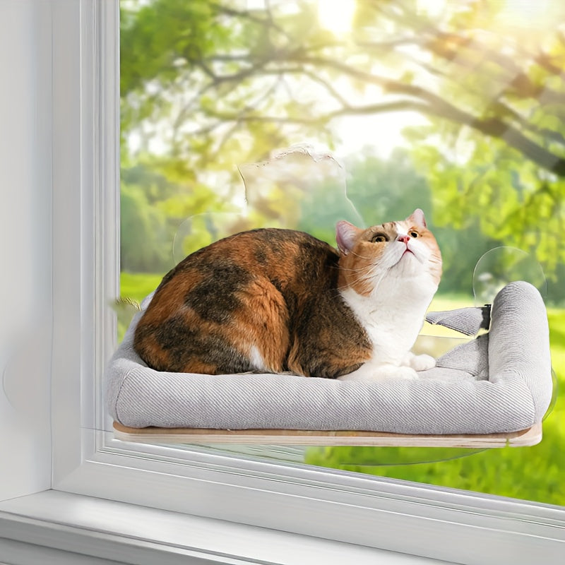 Cama Hamaca para Gato con Ventosa, Fácil Montaje, Color Naranja