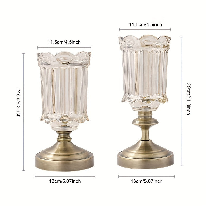 Jarrón de Cristal con Base Metálica, Decoración de Lujo
