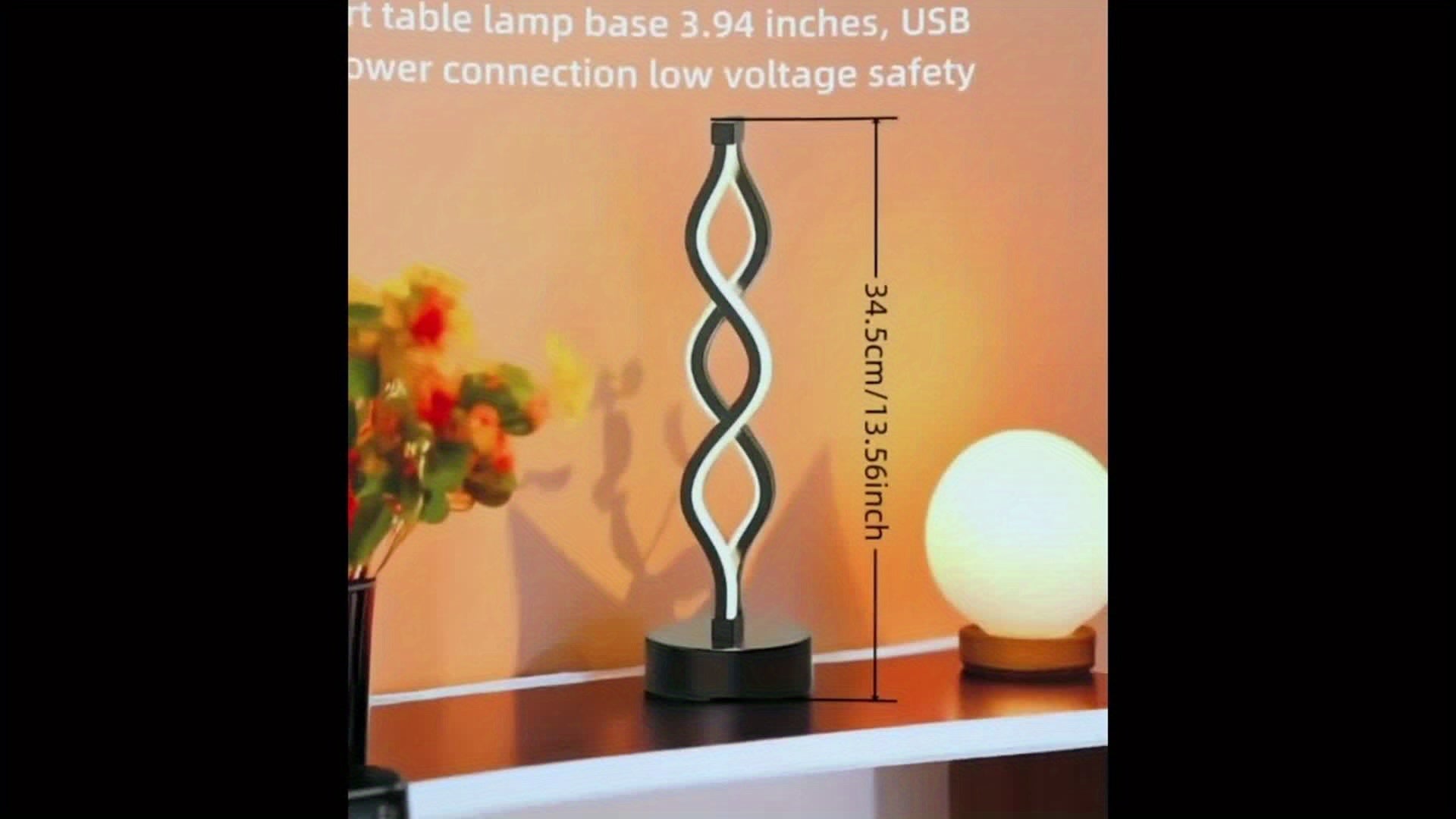 Lámpara de Mesa LED Espiral con Cambio de Color, USB