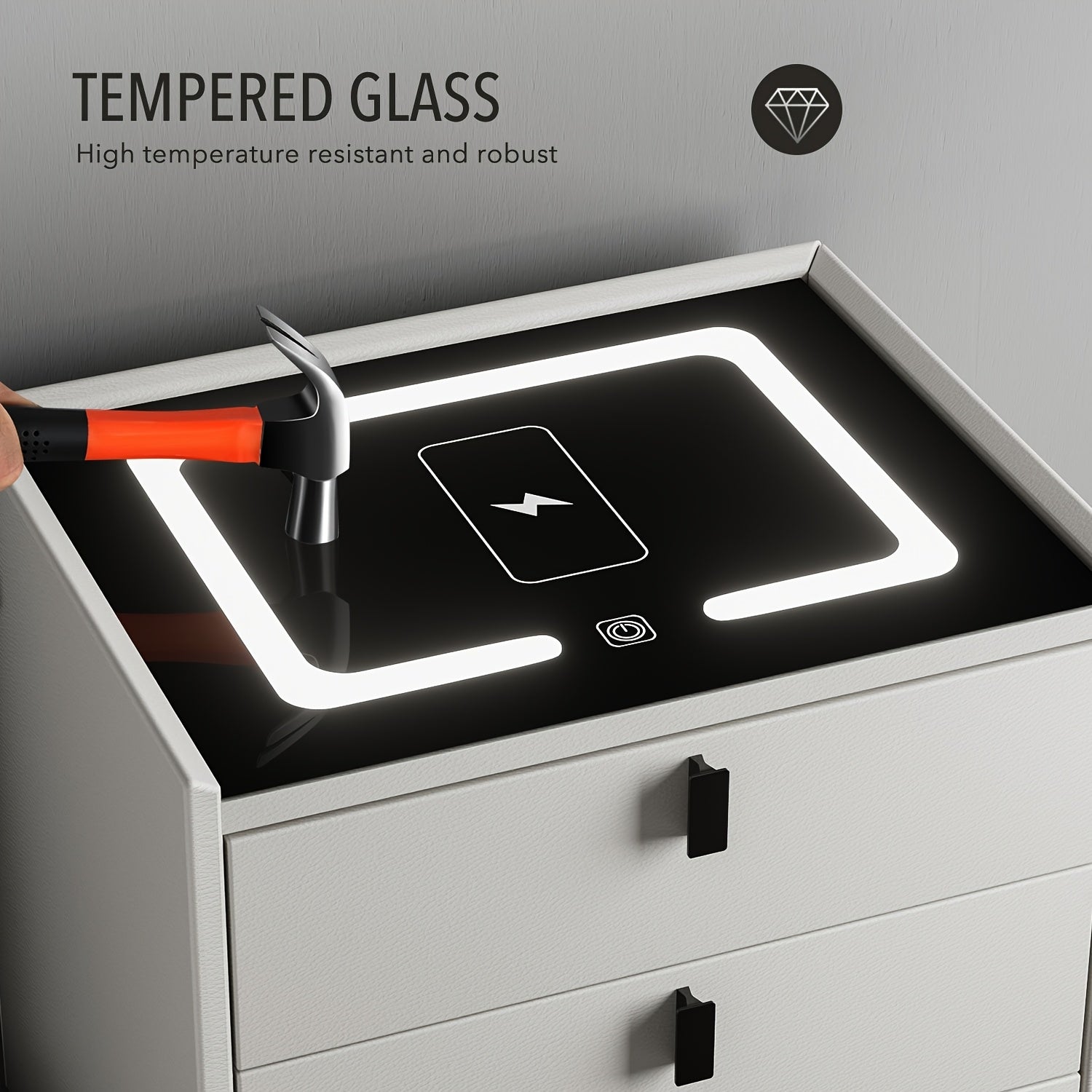 Mesita de Noche Inteligente con Carga Inalámbrica y Luz Regulable