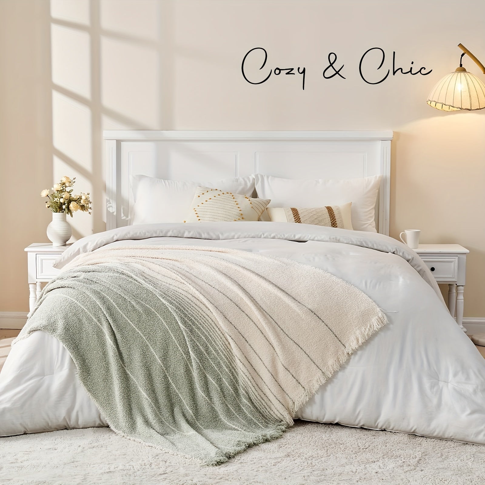 Manta Texturizada Negra con Flecos para Sofá y Cama