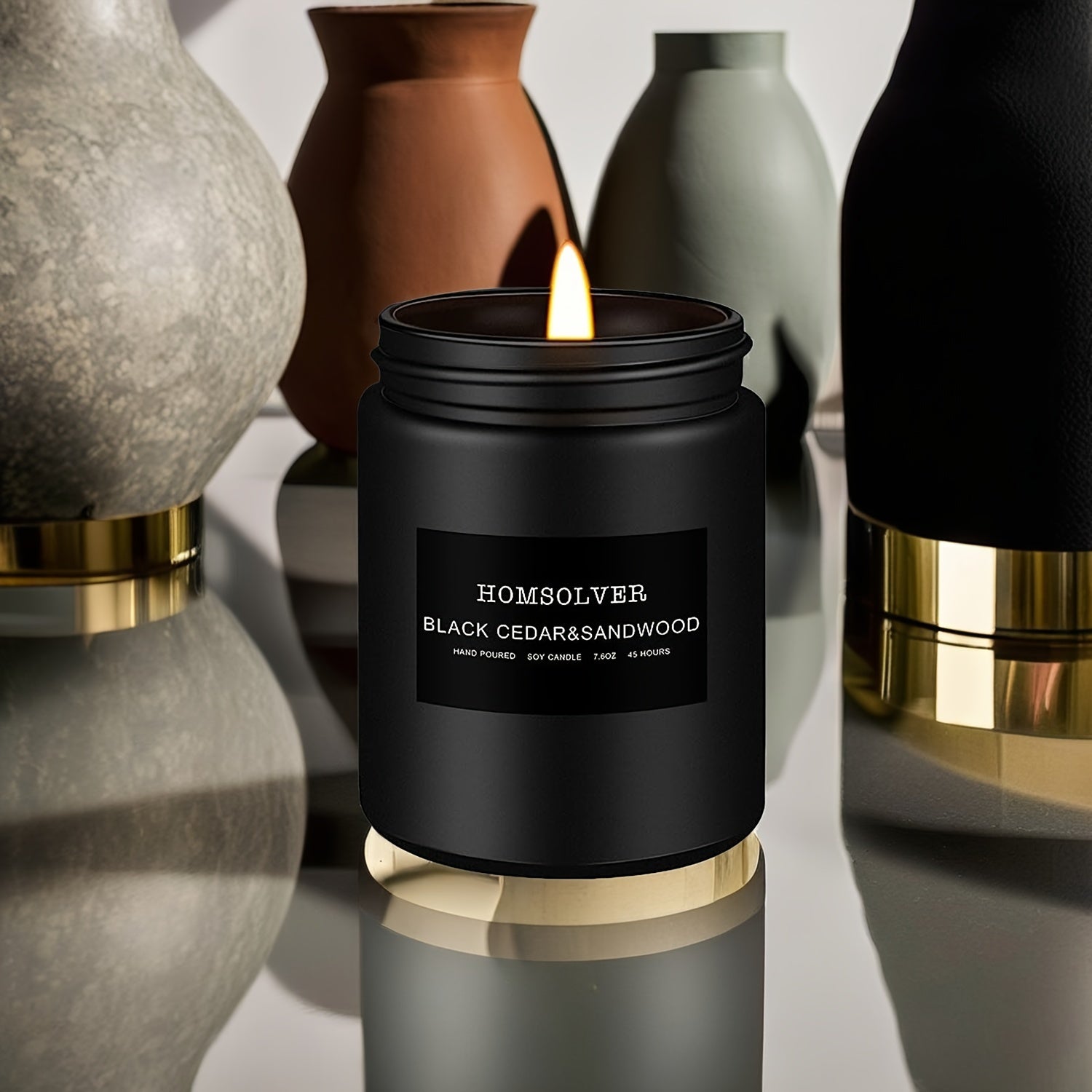 Vela Aromática de Cedro Negro y Sándalo, 50 Horas de Duración