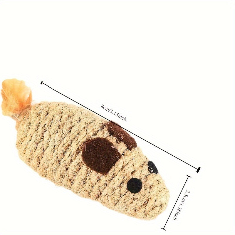 Pack de 3 Ratones Interactivos para Gatos con Cuerda de Cáñamo y Plumas
