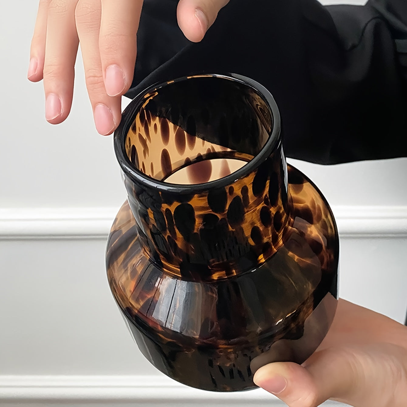 Jarrón de Cristal Art Deco con Motivo de Lunares, 1 Unidad