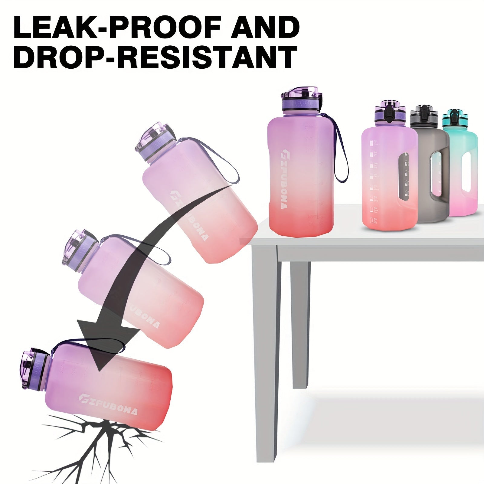 Botella de Agua Grande 2.2L con Asa, Libre de BPA para Fitness