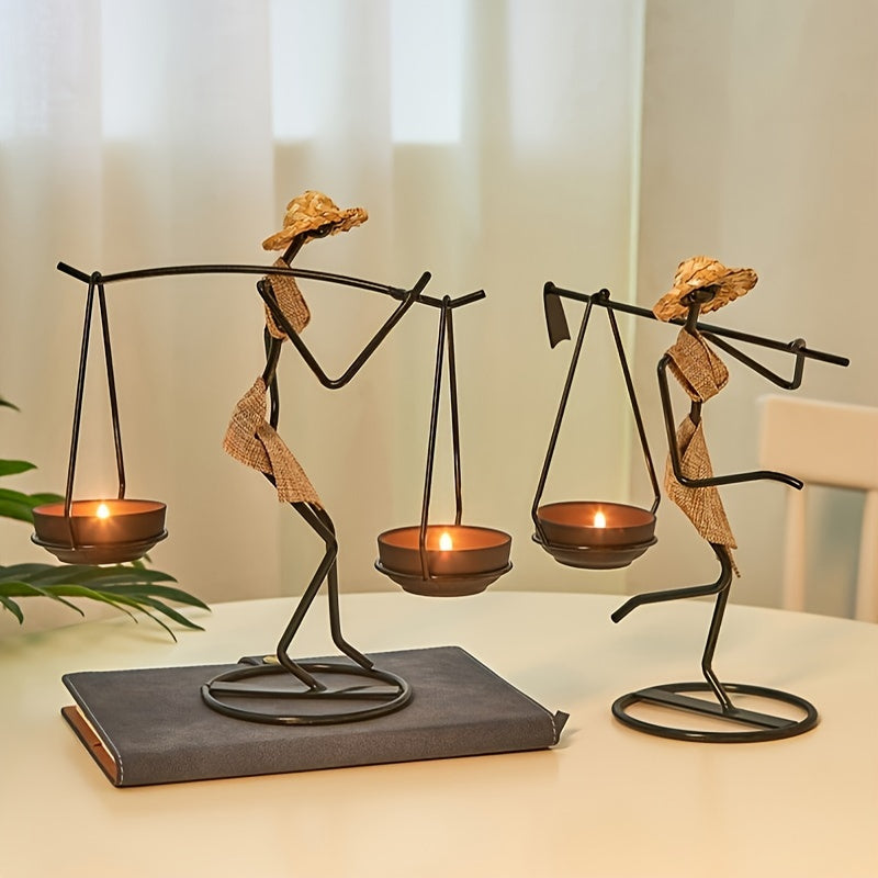 Portavelas de Hierro Creativo para Decoración Romántica