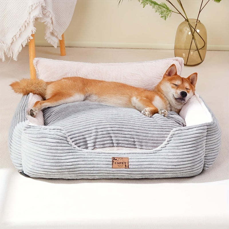 Cama de Corduroy para Mascotas Pequeñas - Lavable y Cómoda