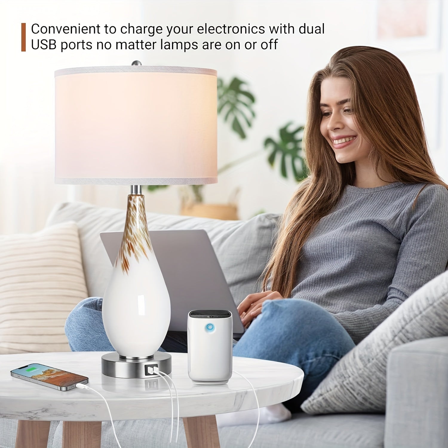 Lámparas de Mesa Modernas con Control Táctil y Puertos USB