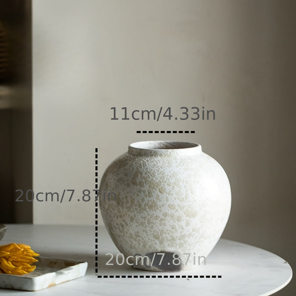 Jarrón de Cerámica Blanco con Diseño Texturizado para Decoración