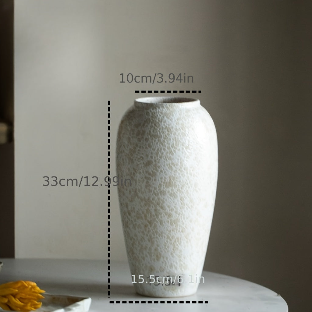 Jarrón de Cerámica Blanco con Diseño Texturizado para Decoración